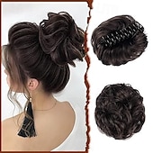 economico Chignon-Chignon Chignon Con clip Capelli sintetici Pezzo di capelli Estensione capelli Ondulato Feste Giornaliero Da tutti i giorni Marrone Medio Castano Castano dorato