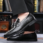 economico Semi-formale-mocassini da uomo in pelle stampata coccodrillo di lusso con dettaglio nappa - eleganti scarpe slip-on per abbigliamento formale e da lavoro