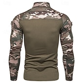 cheap Tops-Men's Outdoor Shirt Hiking Shirt Tactical Military Shirt Long Sleeve Quarter Zip Top Outdoor Soft Breathable Summer Polyester Patchwork Black Army Green Grey Gym Climbing Camping / Hiking / Caving