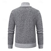 cheap Men&#039;s Cardigan Sweater-Men&#039;s Cardigan Sweater Dress Sweater Zip Sweater Sweater Jacket Fleece Sweater Ribbed Knit Stand Collar Clothing Apparel Winter Red Navy Blue S M L