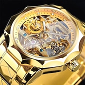 levne Mechanické hodinky-FORSINING Pánské mechanické hodinky luxusní velký ciferník venkovní obchodní duté skeleton automatické samo-navíjecí tourbillon luminiscenční nerezová ocel páskové hodinky