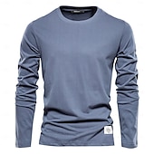 preiswerte Basic-T-Shirts-Männlich Langarm Runden Frühling &amp; Herbst Einfarbig Lässig Alltagstauglich Dunkelgrau Weiß Schwarz Top T-Shirt für Herren