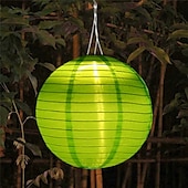economico Luci paesaggistiche-Lanterna solare a globo da 12 pollici (30 cm) in stile cinese, luce a LED sospesa in nylon impermeabile IP65 per esterni, bianco caldo per giardino, festa, decorazione del cortile