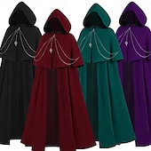 abordables Capas &amp; Capa-Retro Antiguo Medieval Renacimiento Capa capa con capucha Feria del Renacimiento Bruja Hombre Mujer Vikingo Real Steampunk Víspera de Todos los Santos Carnaval Fiesta LARP Feria Ren Adulto Capa