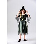 levne Dětské kostýmy-Čerodějnice Valpuržina noc Šaty Cosplay kostým Dětské Dívčí cosplay Výkon Párty předvečer Všech svatých Karneval Plesová maškaráda Mardi Gras Jednoduchý karnevalový kostým