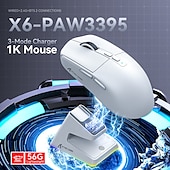 baratos Ratos-attack shark x6 mouse bluetooth pixart paw3395 conexão tri-mode rgb touch base de carregamento magnético macro mouse para jogos