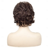 economico parrucca più vecchia-parrucche corte marroni per donne bianche, parrucca marrone con frangia, parrucche corte e ricce pixie cut, affascinanti parrucche sintetiche ondulate a strati per vecchie signore