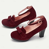 cheap 1950s-Women&#039;s Green Suede Mary Jane Heels with Bow Detail - Vintage-Inspired Platform Shoes for Special Occasions