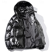 billiga Herrdunjackor och -parkas-Herr Vinterkappa Pufferjacka Vadderad jacka Ficka Polyester Dagliga kläder Datum Semester Normal Mode Ledigt Bekväm Håller värmen Höst vinter Enfärgad / vanlig färg Silver Svart Marinblå Guld