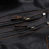 preiswerte Kunstlederjacke-Herren Kunstlederjacke Bikerjacke Vintage Lederjacke Straße Motorrad Thermowarm Tasche Frühling &amp; Herbst Einfarbig Streetwear Lässig Umlegekragen Regulär Kunstleder Schwarz Braun Jacken