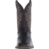 levne Cowboy &amp; Western Boots-pánské dvoubarevné westernové kovbojské boty z umělé kůže – klasický vyšívaný design, odolná konstrukce, perfektní na ježdění, outdoor a běžné nošení