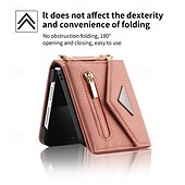 お買い得  サムスン用ケース-電話 ケース 用途 Zフリップ6 Z Flip 5 Z Flip 4 Z Flip 3 バックカバー スタンド付き ジッパ－ ストラップ付き レトロ風 TPU PUレザー