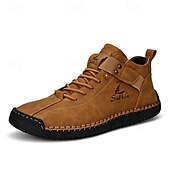 cheap Ankle Boots-Men&#039;s White Faux Leather High-Top Ankle Boots – Handcrafted Stitching, Lace-Up Design with Velcro Strap, Rugged Non-Slip Sole for Outdoor and Casual Wear