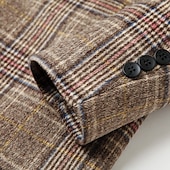 voordelige Trenchcoat voor heren-Voor heren Wollen jas Overjas Regenjas Lange trenchcoat Dagelijks Vakantie Herfst winter Polyester Thermisch Warm Winddicht bovenkleding Kleding Modieus Klassiek Ruitjes Zak Revers Enkele rij knopen