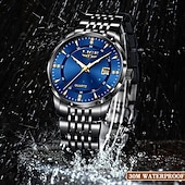 cheap Quartz Watches-LIGE Men Quartz Watch Minimalist Calendar Stainless Steel Watch
