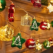 abordables Luces de cadena de vacaciones-Guirnalda de luces LED de Navidad con forma de estrella, 1,5 m, 10 ledes, funciona con pilas, para árbol de Navidad, bolas redondas, para Navidad, Año Nuevo, bodas, fiestas, hogar, ventana, jardín,