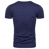billiga Bomull och linne T-shirts-Herr T-shirt Kortärmad Rund halsringning Sommar Enfärgad / vanlig färg Ledigt Klassisk Stil Ledigt / vardag Kamel Svart Vit Topp t-shirt för män