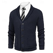 preiswerte Herren Strickjacke-Herren Strickjacke Kleid Pullover Strickpullover Gerippt Stricken Standard Knopf hoch Seitentaschen Feste Farbe Kargen Modisch Klassisch Freizeitskleidung Verabredung Bekleidung Herbst Winter