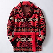 cheap Men's Cardigan Sweater-Men's Jacquard Sweater Christmas Sweaters Holiday sweater Cardigan Sweater Cropped  Sweater Ribbed Crochet Knit Tunic Jacquard Knitted Vintage Shawl Collar Fashion Classic Vacation Daily Wear