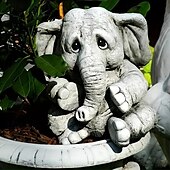 cheap Garden Sculptures&amp;Statues-Elephant Figurine Ornament - Resin Animal Garden Statue for Outdoor, Patio, Home Decor - Versatile Hanging Attachment for All Season Celebrations Including Christmas, Halloween, Easter