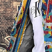 abordables abrigo ligero de hombre-Hombre Abrigo de invierno Sobretodo Abrigo Trabajo Usar para trabajar Mantiene abrigado Transpirable Bolsillo Estampado Otoño invierno Bloque de color Estampados Moda Ropa de calle Cuello Vuelto Largo