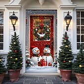 Christmas Door Decorations Door Covers Xmas Whimsical Snowmans Door Tapestry Door Curtain Decoration Backdrop Indoor/Outdoor Door Banner for Front Door Farmhouse Holiday Party Decor Supplies 24