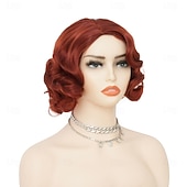 abordables Pelucas históricas-Pelucas cortas de los años 20 para mujeres peluca de ondas de dedo peluca sintética natural disfraz de cosplay peluca flapper de carnaval Halloween