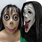 levne Příslušenství-Výkřik MOMO Pár Maska Halloween skupinové rodinné kostýmy Dospělí Pánské Dámské Strašidelný kostým Párty předvečer Všech svatých Karneval Mardi Gras Jednoduchý karnevalový kostým