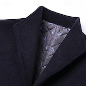 billiga Trenchcoat för män-Herr Yllekappa Rock Trenchcoat Lång trenchcoat Dagligen Semester Höst vinter Polyester Håller värmen Vindtät Ytterkläder Kläder Mode Klassisk Slät Ficka Kavajslag Enkelknäppt