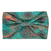 billige Tilbehør til hårstyling-1 stk boho-trykt hodebånd vintage mandala blomst hodebånd elastisk svetteabsorberende hodeplagg hårtilbehør
