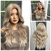 voordelige Synthetische trendy pruiken-Synthetische pruiken Uniformen carrière Kostuums Prinses Gekruld Golvend Middelste stuk Gelaagd kapsel Machinegemaakt Pruik 66.0 cm Donker Bruin Synthetisch haar Dames Cosplay Feest Modieus Bruin