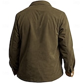 abordables chaqueta de camisa de los hombres-Hombre Color sólido Chaqueta tipo camisa Sobrecamisa Manga Larga Vintage Tribal Uso Diario Otoño invierno Camisas con cuello Abotonar Impresión 3D 2 bolsillos 1 PC Verde Ejército Azul Marino Marrón