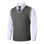 preiswerte Herrenpullover-Herren Pullunder Pullover Kleid Pullover Strickpullover Gerippt Gedrehtes Stricken Standard Strick Glatt V Ausschnitt warm halten Moderne zeitgenössische Freizeitskleidung Ausgehen Bekleidung Herbst