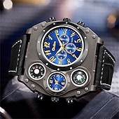 halpa Kvartsikellot-Suuri taulukkokellot miesten luksusbrändi miesten kvartsikello suuri koko miesten kaksiaikaista vyön urheilu rannekello