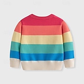 Bambino Da ragazza Ritorno a scuola Cardigan Arcobaleno Scuola Manica lunga Bottoni Giornaliero 4 anni + Autunno Multicolore economico Maglioni e cardigan per bambine-Bambino Da ragazza Ritorno a scuola Cardigan Arcobaleno Scuola Manica lunga Bottoni Giornaliero 4 anni + Autunno Multicolore