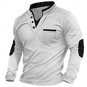 levne Ležérní tričko Henley-Pánské Tričko s výstřihem do V Tričko Top Tričko s dlouhým rukávem Dlouhý rukáv Slátanina Denní Na běžné nošení Pouliční styl Móda falešný dva kusy Do V Venkovní ulice Ležérní Léto Černá Bíl