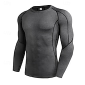 economico T-shirt e Canottiere da Corsa-Per uomo Maglia a compressione Maglia atletica Maglietta da Palestra Maglietta Fitness Manica Lunga Maglietta Casuale Athleisure Autunno Blocco di colori Asciugatura Rapida Morbido Traspirante
