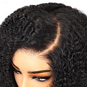 cheap Human Hair Lace Front Wigs-5*5 Human Hair Lace Wig Natural Color Kinky Curly Lace Wig 200% Density