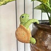 baratos esculturas e estátuas de jardim-charmosa estátua de tartaruga pendurada - decoração de jardim de resina para jardins de fadas &amp;arte de jardim