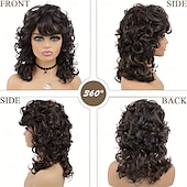 cheap Historical Wigs-Easy-Style Heatproof Synthetic Wig - Bob with Bangs Lush Curls Perfect for Daily Wear &amp; Special Occasions Natural Look