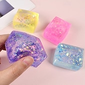 preiswerte Artikel zum Stressabbau-4 Aurora-Malzgummi-Eiswürfel – entspannendes Squishy-Spielzeug für Kinder &amp;Erwachsene, langsame Rückfederung der Tofutextur