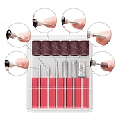 رخيصةأون الحماية الشخصية-مثقاب أظافر كهربائي مجموعة العناية بالأظافر للمانيكير والباديكير مجموعة أظافر مصغرة 6 قطع مجموعة مثقاب أظافر كهربائية ملونة مع ملحقات للمانيكير والفن هدية يوم الحب