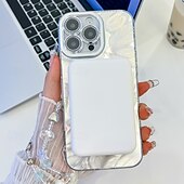 cheap iPhone Cases-Phone Case For iPhone 16 Pro Max Plus iPhone 16 Pro Max iPhone 15 iPhone 15 Pro Max iPhone 14 Pro Max iPhone 13 Pro Max Back Cover Magnetic Support Wireless Charging with Wrist Strap Retro Plating