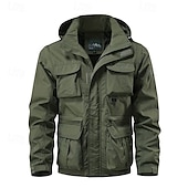 economico giacca sportiva-Per uomo Giubbino da escursione Giacca tattica Giacca a vento Sportivo Campeggio e hiking Impermeabile Antivento Design staccabile Primavera &amp; Autunno Tinta unica Attivo Con cappuccio Standard Nero