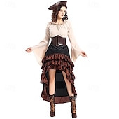 cheap Outfits-Retro Vintage Medieval Renaissance Outfits Ren Faire Pirate Viking Women&#039;s Pirate Fantasy Steampunk Halloween Carnival Party LARP Ren Faire Adults&#039; Top Skirt Hat