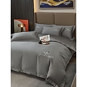 economico Collezione d&#039;elite-Set copripiumino da 4 pezzi, 100% cotone biologico, tessuto morbido e traspirante, include copripiumino e federe per un sonno confortevole.