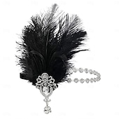 economico Accessori per capelli da donna-Cerchietto con piume nere e strass Gatsby anni &#039;20 per donna: accessorio vintage in stile flapper per feste in maschera, matrimoni ed eventi a tema retrò