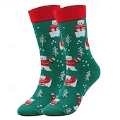 billiga herrstrumpor-Herr 5 par Multipack Socka Crew strumpor Vardagliga strumpor Julstrumpor Rubinrött Marinblå Färg Julgran Jul Dagligen Semester Medium Höst Vinter Mode Ledigt