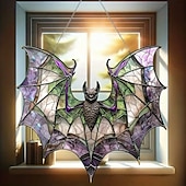 cheap Wall Accents-Acrylic Bat Catcher Stained Glass Style Window Hanging Decoration Versatile Halloween Decoration