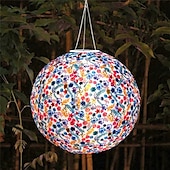 economico Luci paesaggistiche-Lanterna solare a globo da 12 pollici (30 cm) in stile cinese, luce a LED sospesa in nylon impermeabile IP65 per esterni, bianco caldo per giardino, festa, decorazione del cortile